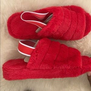 Yeah fluffy sling faux fur slide